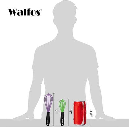 Walfos Mini Silicone Whisk, 5-7Inch, Heat Resistant (480F), Purple & Green - Image 3