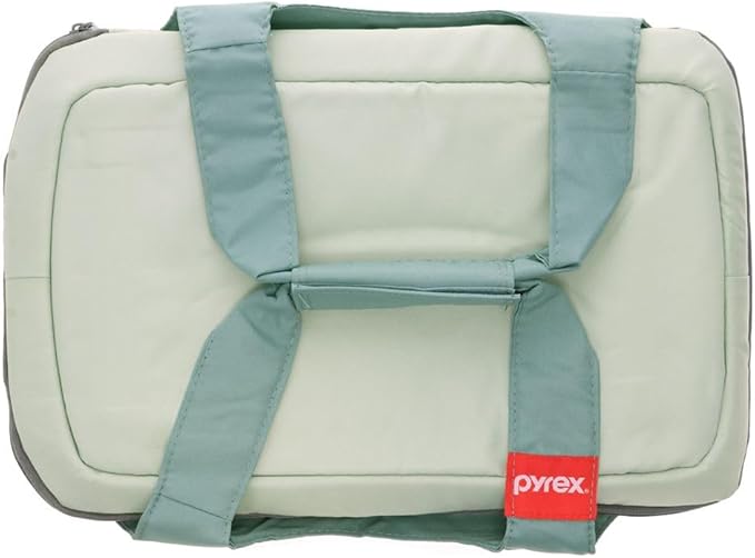 Pyrex 5-Quart Portable Sage Green Insulated Casserole Carrier for Hot or Cold Food