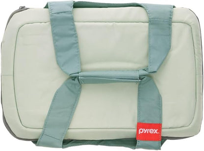 Pyrex 5-Quart Portable Sage Green Insulated Casserole Carrier for Hot or Cold Food