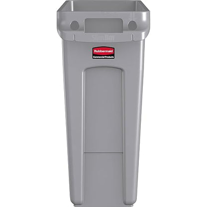 Rubbermaid Commercial Products Slim Jim Trash/Garbage Can with Venting Channels, 16-Gallon, Gray, for Kitchen/Office/Workspace, Pack of 4 - Image 4