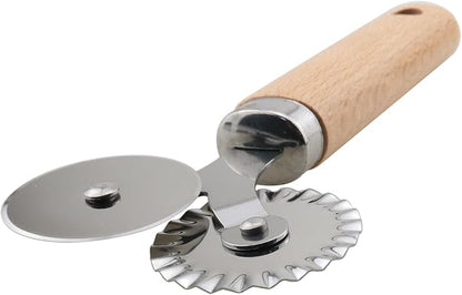 Stainless Steel Pastry Double Cutter Wheel 360 Degree Rolling Embossing Wheel Pasta Cutter Dough Scalloper Grid Roller Pizza Maker Pie Tool Kitchen Baking Utensils