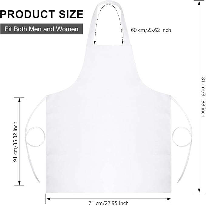 Foaincore Bib Aprons, Unisex Apron No Pocket Bulk Machine Washable Plain Aprons for Women Men Chef Kitchen Drawing - Image 2