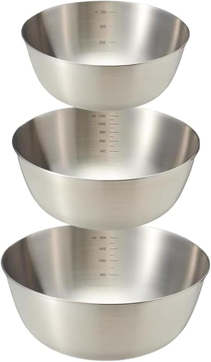 Mixing Bowls Set,Stainless Steel For Prepping, Baking and Cooking，3-Piece