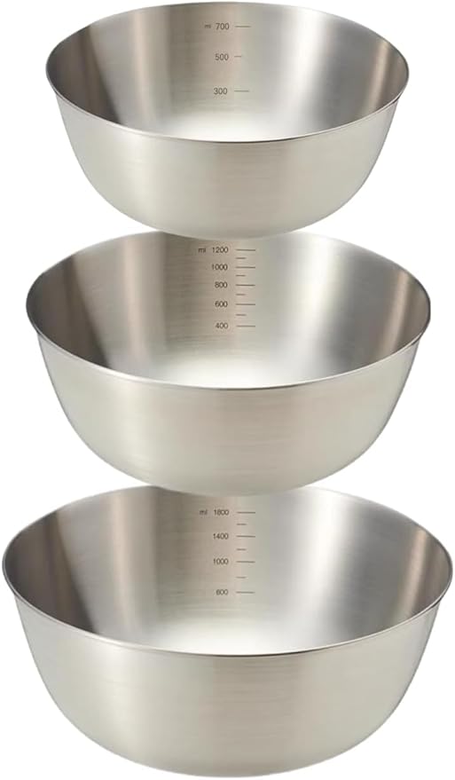 Mixing Bowls Set,Stainless Steel For Prepping, Baking and Cooking，3-Piece