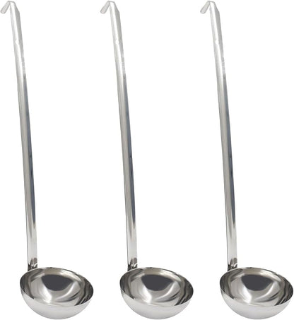 8 Oz Stainless Steel Ladle, 3 Pcs Sturdy Soup Ladle, 15" Long Handle Length for Stirring, Portioning and Serving Soup and Stew in Restaurants and Home (3.9" Bowl Diameter） by Auvotuis