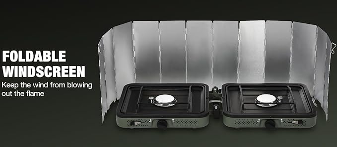 REDCAMP Folding Outdoor Stove Windscreen, Lightweight Butane Burner Windshield,12 Plates Aluminum Camping Stove Windshield with Carrying bag, Silver