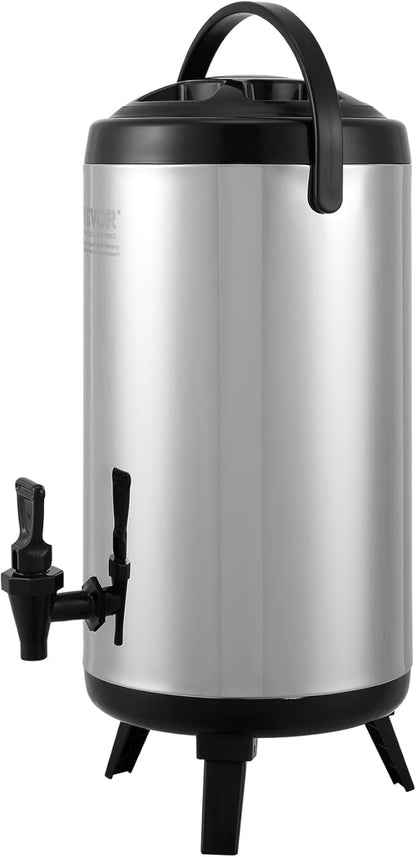 VEVOR Stainless Steel Insulated Beverage Dispenser, 2.4 Gallon 9.2 Liter, Thermal Hot and Cold Drink Server Dispenser with Spigot Handle, Food-grade for Hot Tea Coffee Water Restaurant Drink Shop - Image 10