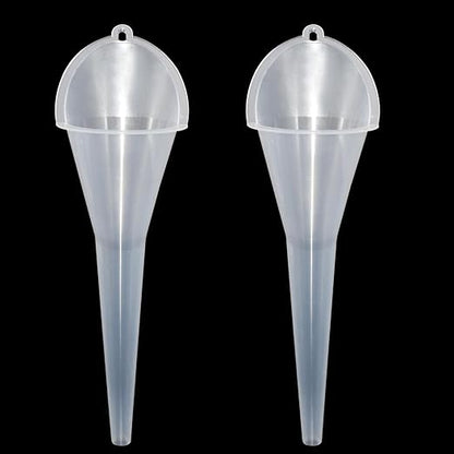 2 Pcs Long Neck Oil Funnel for Automotive, Wide Mouth Plastic Funnel, Long Transparent Funnel for Oil, Gas and Lubricants (2)