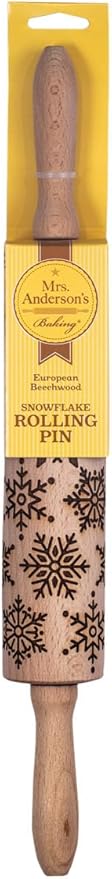 Mrs. Anderson’s Baking Embossing Rolling Pin, Snowflake Design, European Beechwood - Image 2