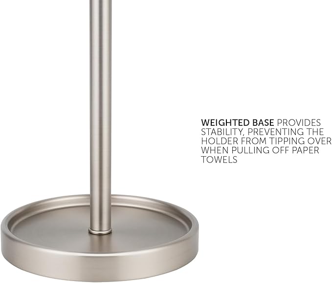 Ivilon Countertop Paper Towel Holder - Modern End Cap Minimalist Design - Color Brushed Nickel - Image 4