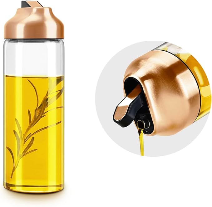 Aelga Copper Kitchen Accessories - Glass Oil Dispenser - Copper Olive Oil Dispenser Bottle for Kitchen with Stainless Steel Spout by Aelga