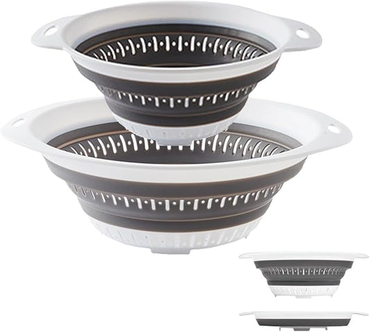 Collapsible Colander and Strainer,Silicone Strainer Colanders & Food Strainers,for Vegetable and Fruit, Kitchen Essentials (2, White, 1.3L+2.5L) by LogFaadCoi