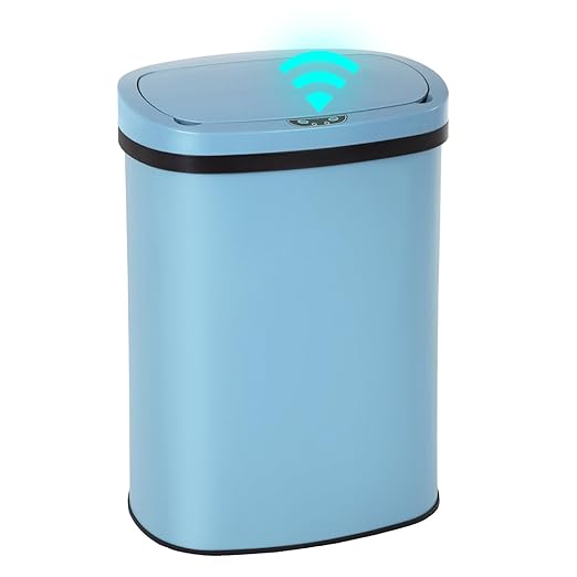 PayLessHere | 13 Gallon Stainless Steel Trash Can | Blue | Automatic Touchless Lid with Motion Sensor | Kitchen Garbage Can with Waterproof Design | for Home, Office, Bathroom | Pack of 1 by PayLessHere