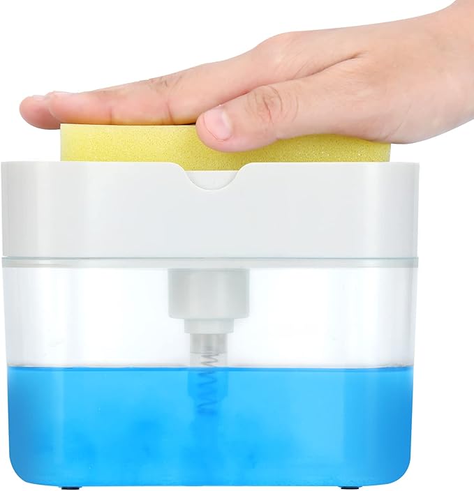 New 2026 Version Premium Quality Dish Soap Dispenser - Countertop Kitchen Soap Dispenser, Sink Dish Washing Soap Dispenser 13 Ounces (Sponge Included) by LIFEEZY
