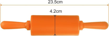 HARFINGTON Silicone Rolling Pins for Baking 9 Inch Non Stick Rolling Pin Small Roller Playdough Rolling Pins for Dough Pizza Pastry Fondant Kitchen, Orange
