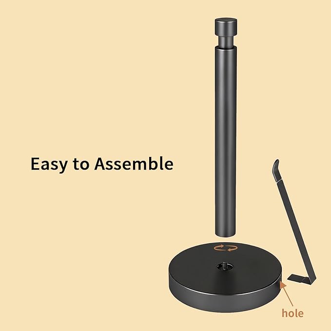 YUMORE Paper Towel Holder Countertop, Paper Towel Holder with Weighted Base Non Slip, Standing Paper Towel Roll Holder for Kitchen Bathroom, Stainles Steel - Image 8