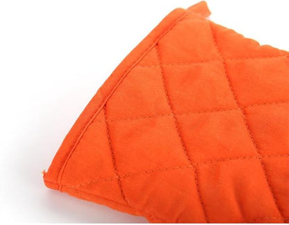Oven Mitts, Premium Heat Resistant Kitchen Gloves Cotton & Polyester Quilted Oversized Mittens, 1 Pair Orange