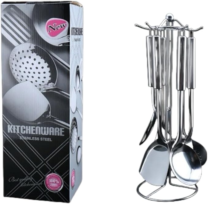 Stainless Steel Cooking Utensils Set, 5 Pcs Stainless Steel Kitchen Utensils Set, Wok Utensils Set Include Wok Ladle, Slotted Spoon, Soup, Wok Spatula and Slotted Spatula - Image 6