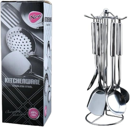 Stainless Steel Cooking Utensils Set, 5 Pcs Stainless Steel Kitchen Utensils Set, Wok Utensils Set Include Wok Ladle, Slotted Spoon, Soup, Wok Spatula and Slotted Spatula - Image 6