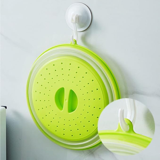 Collapsible Microwave Splatter Cover, 10.5 Inch, Dishwasher-safe, Microwave Plate Cover With Steam Vent，BPA-Free Silicone & Plastic (ink blue)