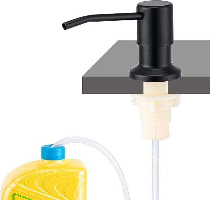 Husfunov Soap Dispenser for Kitchen Sink, Built in Sink Soap Dispenser (Matte Black), Countertop Dish Soap Dispenser Stainless Steel Pump with 47" Extension Tube kit, No Need to Frequent Refills by Unknown