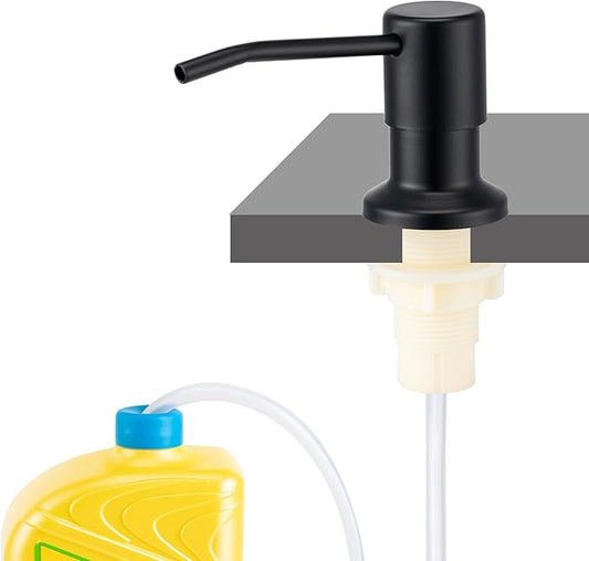 Husfunov Soap Dispenser for Kitchen Sink, Built in Sink Soap Dispenser (Matte Black), Countertop Dish Soap Dispenser Stainless Steel Pump with 47" Extension Tube kit, No Need to Frequent Refills by Unknown