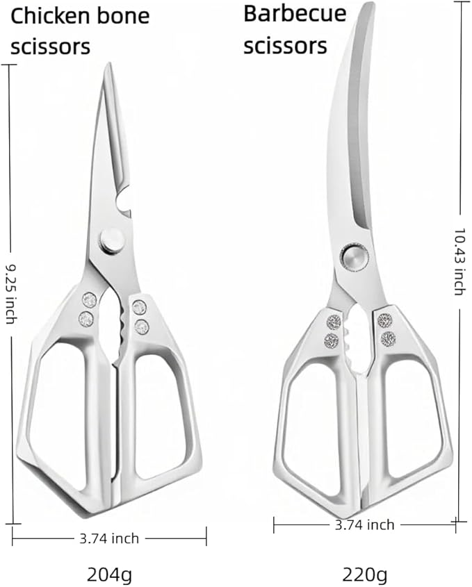 2 heavy-duty food scissors, multifunctional meat scissors, premium ultra sharp Japanese stainless steel poultry kitchen scissors, dishwasher safety, gifts
