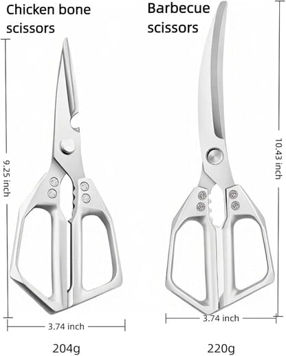2 heavy-duty food scissors, multifunctional meat scissors, premium ultra sharp Japanese stainless steel poultry kitchen scissors, dishwasher safety, gifts