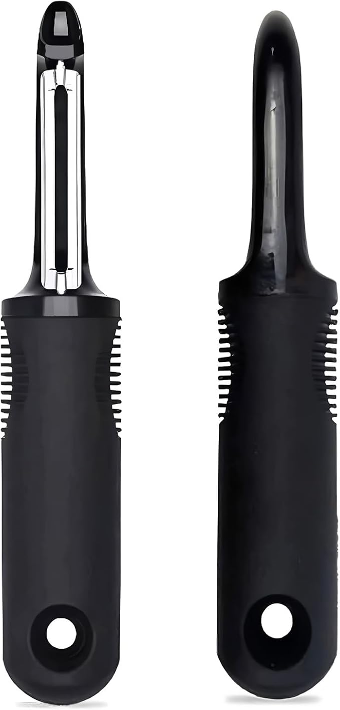 Swivel Vegetable Peeler with Non-Slip Ergonomic Handle, Rust-Proof Steel Blades, Built-in Potato Eye Remover, Plastic Blade Guard, Kitchen Peeler for Potato, Carrot, Apple, Veggie, Fruit, Black - Image 8