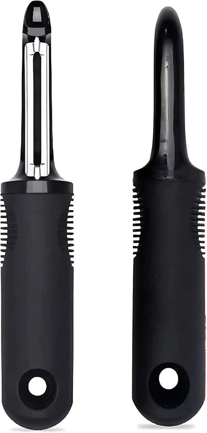 Swivel Vegetable Peeler with Non-Slip Ergonomic Handle, Rust-Proof Steel Blades, Built-in Potato Eye Remover, Plastic Blade Guard, Kitchen Peeler for Potato, Carrot, Apple, Veggie, Fruit, Black - Image 8