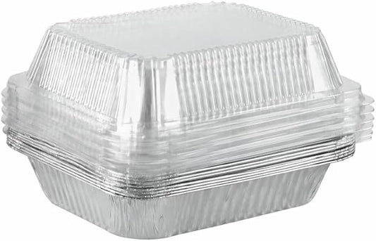 Stock Your Home 9x13 Disposable Baking Pan with Lid (10 Pack) Heavy Duty Aluminum Cake Pans with Lids, Clear Plastic Cover, Food Container for Lasagna, Casserole, Brownie, Rectangular Sheet Tray by StockYourHome