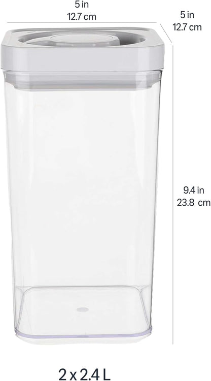 Amazon Basics Airtight Food Storage Containers, BPA Free, Dishwasher Safe, with Twist/Turn Lids, for Kitchen Pantry Organization, 10-Piece Square Set, Clear Plastic