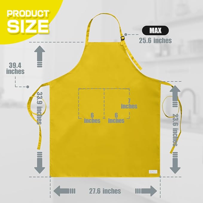 ROTANET Extra Large Apron for Men Adjustable Bib Aprons with 2 Pockets Cooking Kitchen Women Chef Water & Oil Resistant - Image 2