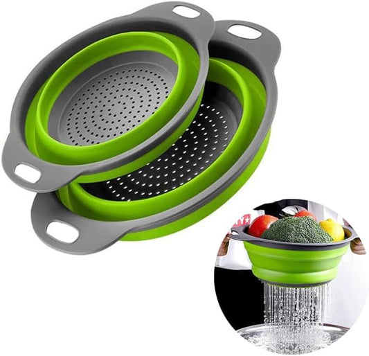 2 Pack Collapsible Colander Set, Emptycolor Foldable Collapsible Strainers for Kitchen, Small Round Colander with Base and Handles for Pasta, Fruit, Vegetables – Space-Saving Kitchen Strainer Baskets by Unknown