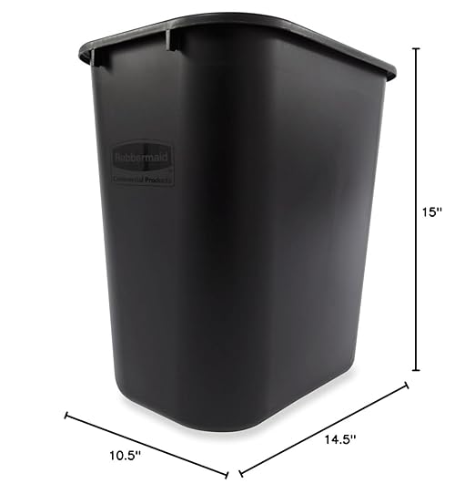 Rubbermaid Commercial Products Resin Wastebasket/Trash Can, 7-Gallon/28-Quart, Black, Plastic, for Bedroom/Bathroom/Office, Fits Under Desk/Sink/Cabinet - Image 3