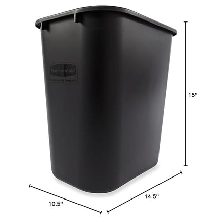 Rubbermaid Commercial Products Resin Wastebasket/Trash Can, 7-Gallon/28-Quart, Black, Plastic, for Bedroom/Bathroom/Office, Fits Under Desk/Sink/Cabinet - Image 3