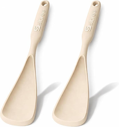 Silicone Spoon Spatula for Cooking - Multifunction Scoop Spatula Spoonula - Heat Resistant Cooking Spoon for Nonstick Cookware - Large Silicone Kitchen Spoon - Seamless Design (Khaki,2pcs) by salbree