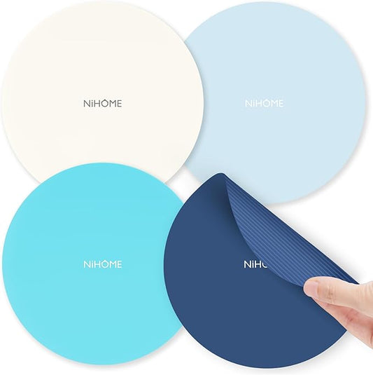 NIHOME Silicone Jar Opener – 6 Inch Large Anti-Slip Grip Pads, Premium 100% Food-Grade Silicone, Stylish Designer Colors, Multi-Purpose Heat-Resistant Mat & Coaster, Set of 4 (Ocean Gradient)