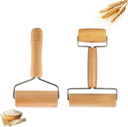 Small Wooden Rolling Pin for Dough Mini Dough Roller with Double Handles Non Stick Pizza Rolling Pin for Baking Pastry Tortilla Cookie Dumpling(2PCS) by Lasten