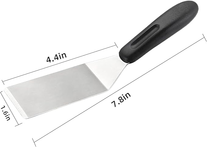2-Pieces Small Metal Spatula Set, Mini Metal Spatulas for Kitchen Use, Stainless Steel Spatula for Flipping, Serving & Turning Pancakes, Eggs, Brownies, Cookies, Cakes & Desserts (2 PC SOLID)