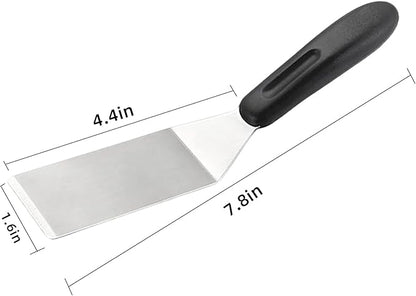 2-Pieces Small Metal Spatula Set, Mini Metal Spatulas for Kitchen Use, Stainless Steel Spatula for Flipping, Serving & Turning Pancakes, Eggs, Brownies, Cookies, Cakes & Desserts (2 PC SOLID)
