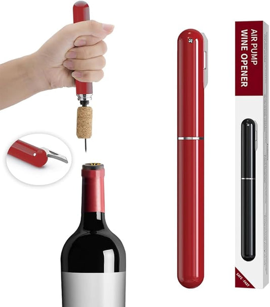 IPEROT Wine Bottle Opener, IPEROT Air Pressure Wine Corkscrew With Cutting Wine Bottle Foil Knife, Effortlessly Open Wine Bottles Without Damaging Corks, Easy-to-Use(Red)