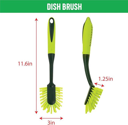 Pine-Sol Scrub Brush Set - Long Handle Cleaning Brushes with Heavy Duty Bristles and Comfort Grip - Scrubbers for Kitchen, Household, and Dishwashing, 5 Pieces - Image 4