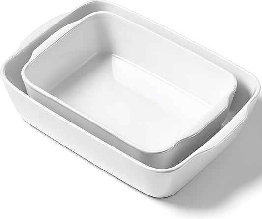 HOMBENE Ceramic Baking Dish Set for 2, Casserole Dish,Ceramic Baking Pan, Bakeware for Baking, Kitchen Decor, Microwave Oven Safe (3.3QT/4.2QT) by HOMBENE