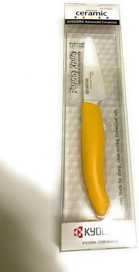 Kyocera Advanced Ceramic Revolution Series 3-inch Paring Knife, Yellow Handle, White Blade