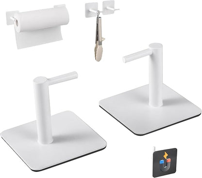 Magnetic Paper Towel Holders Heavy Duty Steel Brushed Holder with Strong Magnetic Backing - Fit for Large Paper Towels or Use as Hook - for Kitchen,Refrigerator,Grill,Garage,Shop(White,2x3IN) by GBESTWOOW