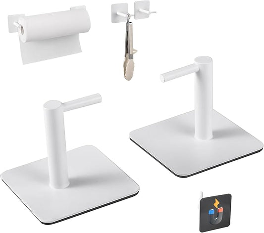 Magnetic Paper Towel Holders Heavy Duty Steel Brushed Holder with Strong Magnetic Backing - Fit for Large Paper Towels or Use as Hook - for Kitchen,Refrigerator,Grill,Garage,Shop(White,2x3IN) by GBESTWOOW