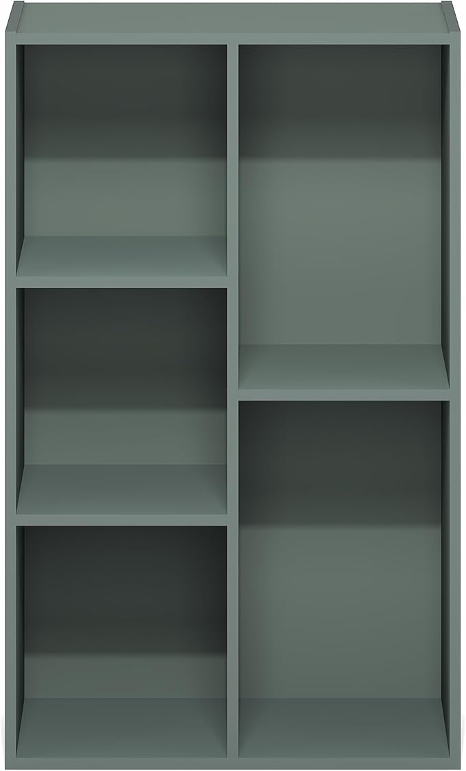 Furinno LUDER Book Shelf, 5-Cube Bookshelf, Reversible Bookcase, 9.4 x 19.5 x 31.5, Easy Assembly, for Living Room, Bedroom, Home Office, Sage Green - Image 7
