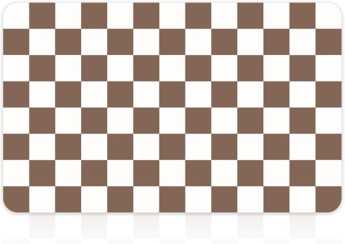 16" x 24" Checkered Dish Drying Mat for Kitchen Counter, Absorbent Coffee Bar Mat for Espresso Machine Coffee Countertops Accessories, Coffee Brown - Image 9