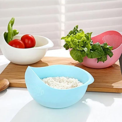 Rice Sieve Plastic Colander Kitchen Drain Basket with Handles Rice Bowl Strainer Strainer Basket Sink Drain Kitchen Tools (blue)